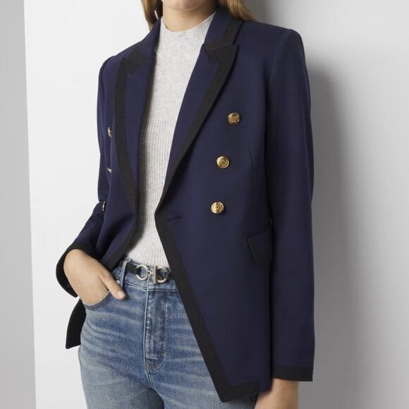 White House Black Market - Colorblocked Studio Blazer- Officer Blue - Size 0 - Picture 1 of 7